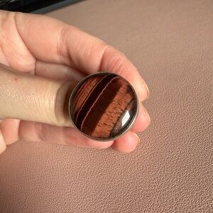 Adjustable red tigers eye (aka Dragon’s Eye) ring in sterling silver NEW